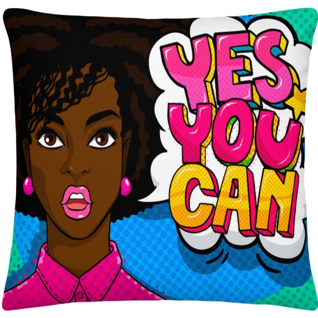 YES YOU CAN - (2) 22" x 22" Dbl. Sided Print Pillows for wholesale by MODERN ART LAS VEGAS