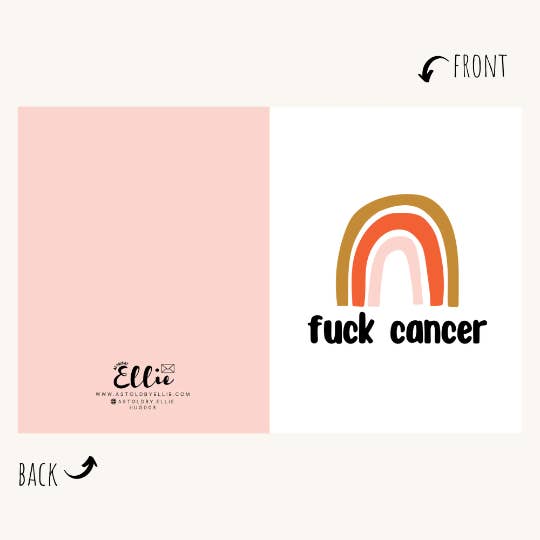 As Told By Ellie – wholesale Encouragement card – Fuck Cancer Rainbow Card1