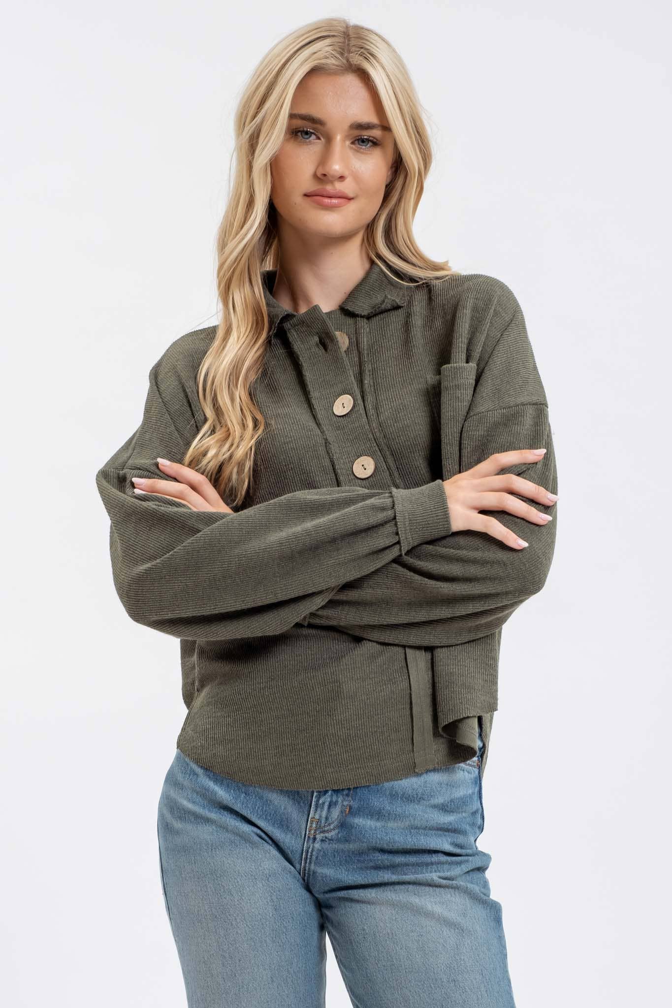 Blu Pepper - Venta al por mayor Jersey corto de punto - Mujer - TOP DE PUNTO CON CUELLO Y BORDES CRUDOS10