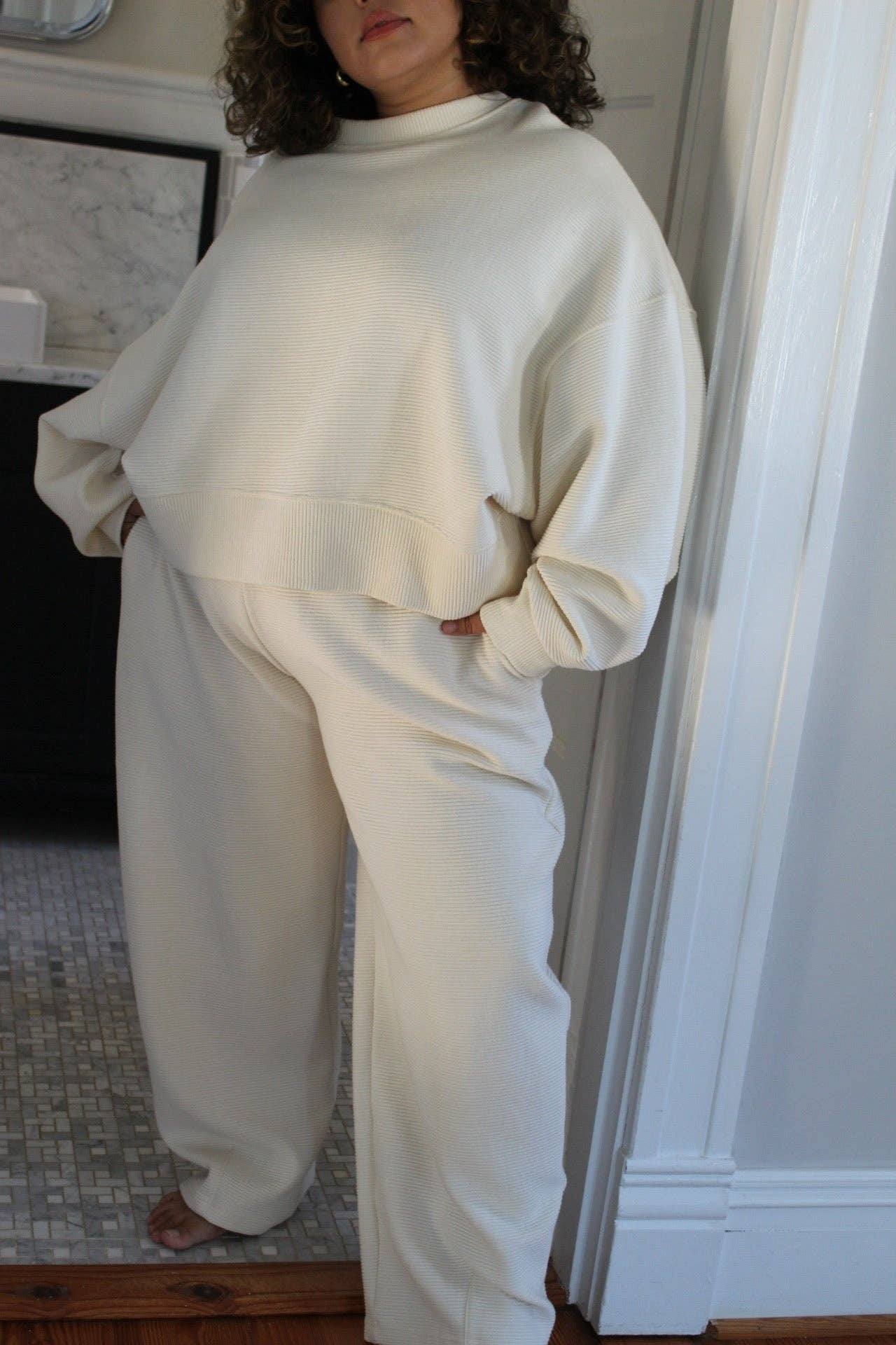 Na Nin – Großhandel Strickpullover – Damen – Margot Kurzes Sweatshirt aus Baumwolle mit Riffelmuster20