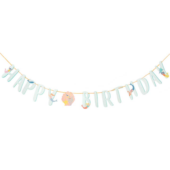 Mermaid Happy Birthday Paper Garland | Birthday Party | for wholesale by Talking Tables USA