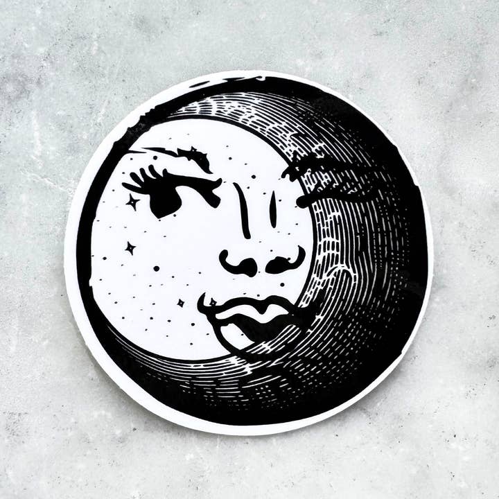 Celestial Glance - Moon Face Sticker for wholesale by Virgo Moon
