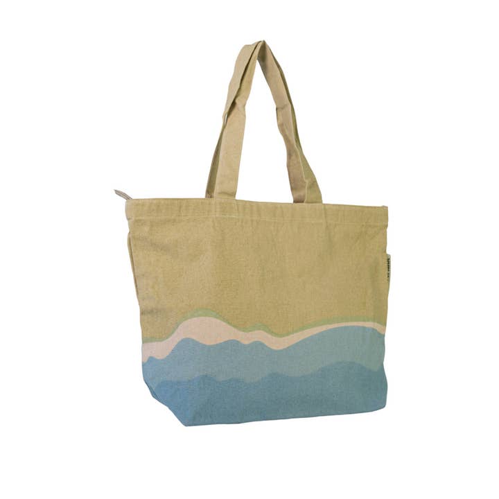 Sustainable shopper Sandy Shore Made from recycled bed linen for wholesale by NoMorePlastic