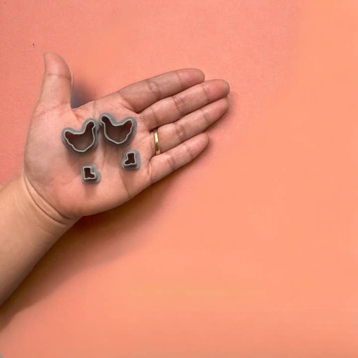 Chicken with Boot Polymer Clay Cutter: Easter Earrings Clay Cutters for wholesale by Roussell Prints and Demand LLC