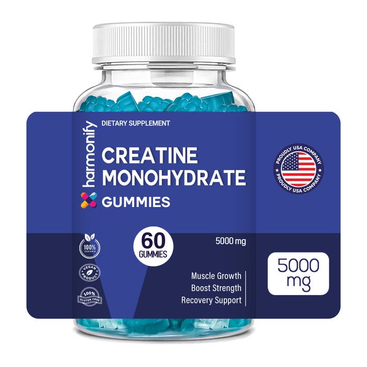 HARMONIFY Creatine Monohydrate Gummies 5000mg – Muscle Growth, Strength & Recovery Support – Vegan, Gluten-Free, Non-GMO – 60 Gummies for wholesale by HARMONIFY