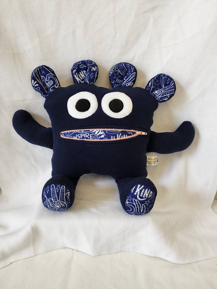 Chomper Buddy 14" Navy fleece with Peace, Love, Inspire lining for wholesale by Peek A Boo Plush