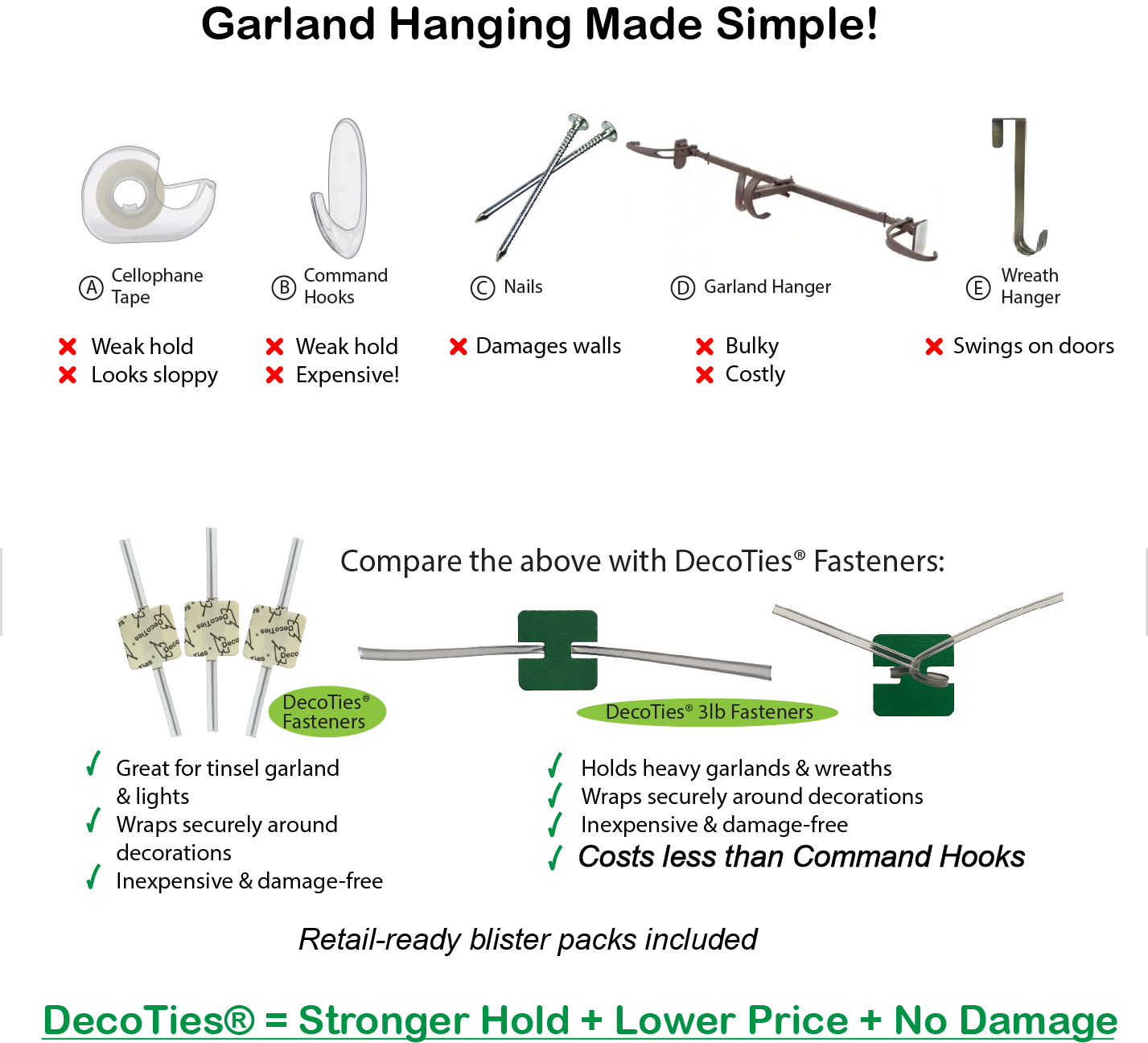 DecoTies - Wholesale Christmas Decoration - DecoTies® Combo Pack (12 Original +12 Heavy-Duty 3lb)5