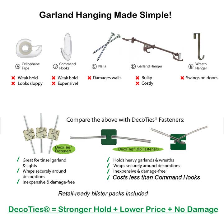 DecoTies - Wholesale Christmas Decoration - DecoTies® Combo Pack (12 Original +12 Heavy-Duty 3lb)5