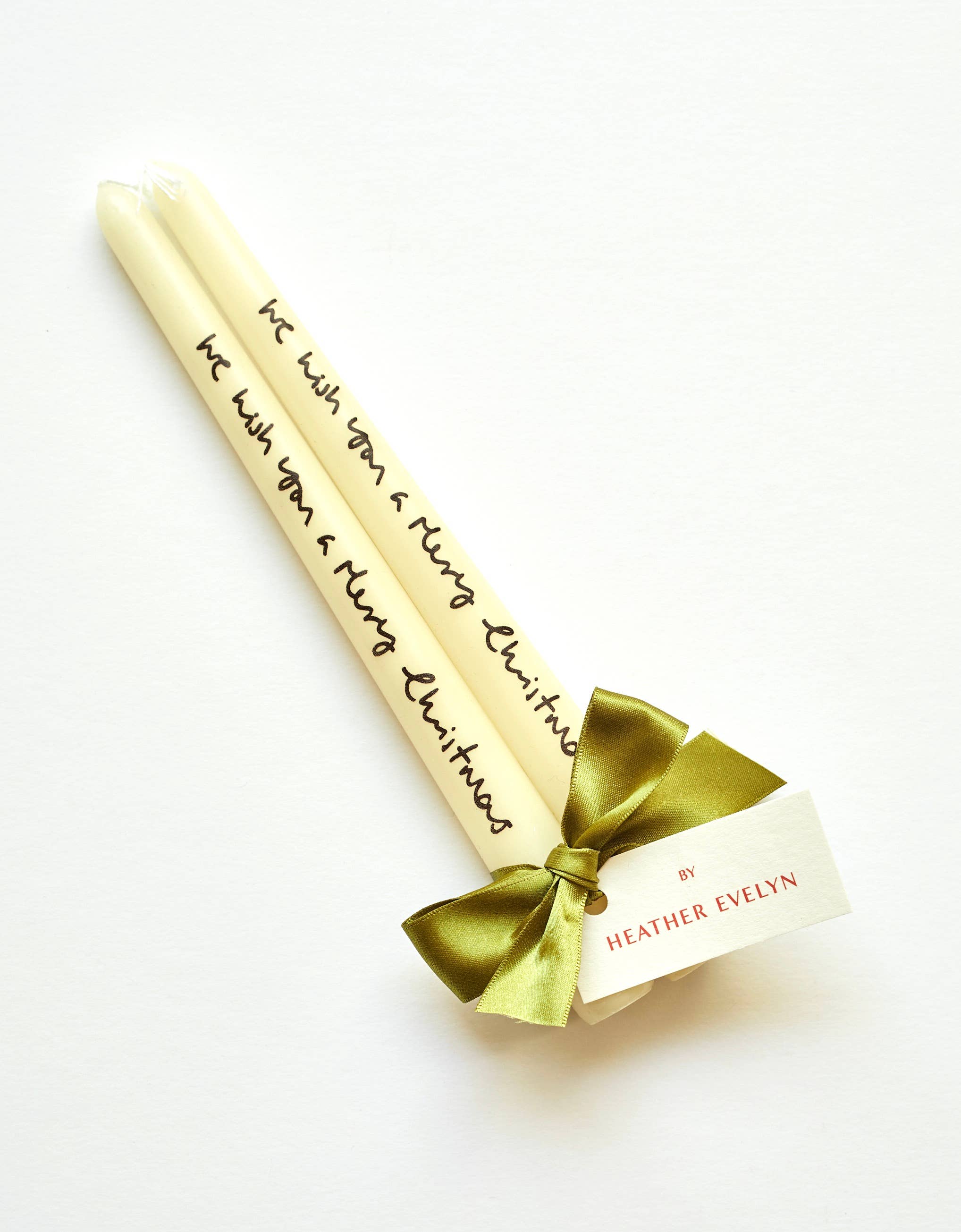 Heather Evelyn – wholesale Tapered candle/candlestick – Pair of Candles - We wish you a merry christmas0