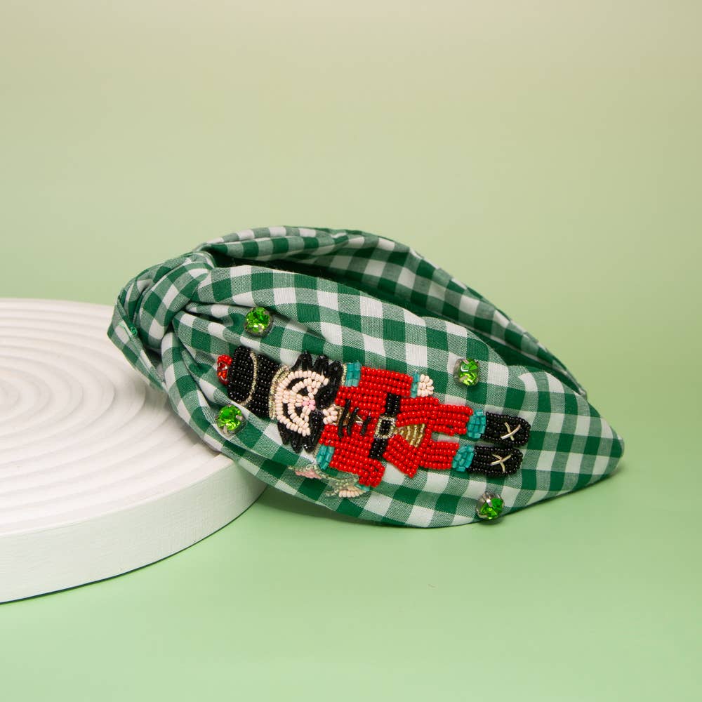 SP Sophia Collection - Wholesale Fashion Headband - Women's - Christmas Nutcracker Crystal Seed Beaded Top Knot Headband0