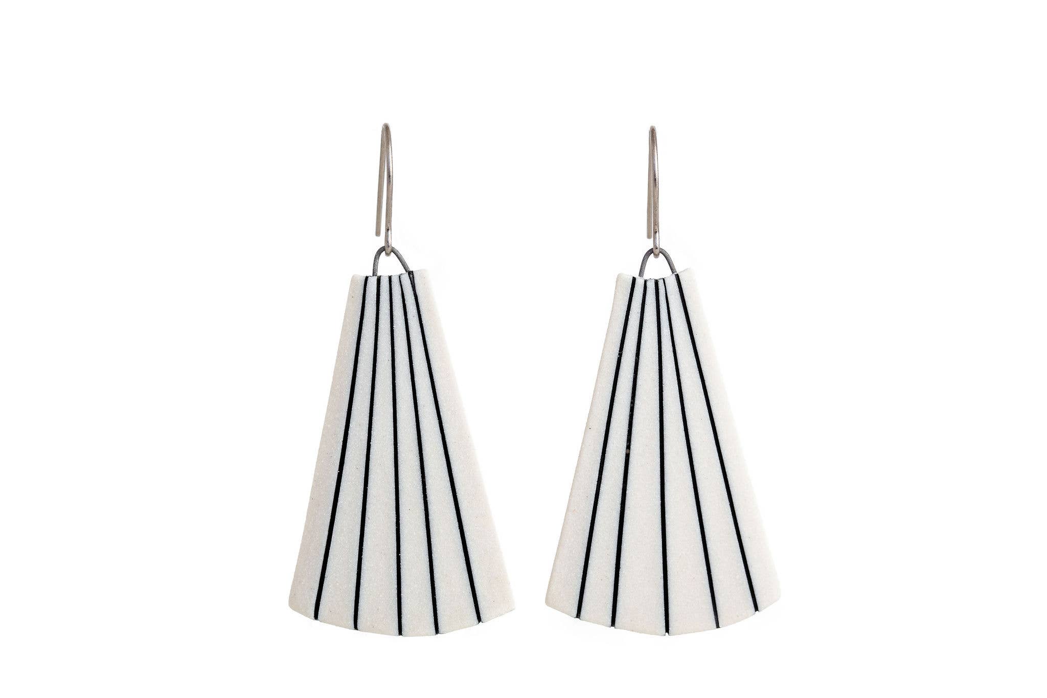 Jenna Vanden Brink Ceramics - Wholesale Dangle Earrings - Pinstripe Fan Drops