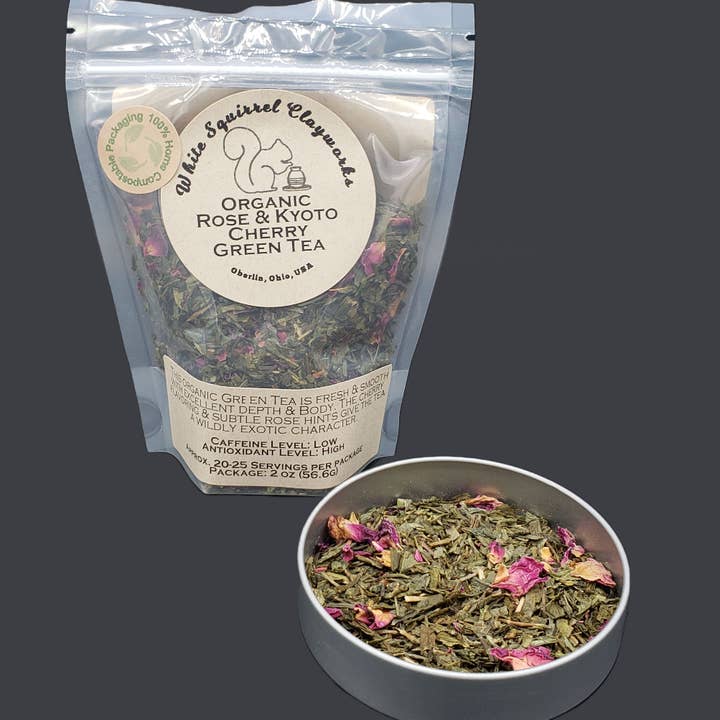 White Squirrel Clayworks - Wholesale Loose Tea - WSC- Organic Rose & Kyoto Cherry Green Tea - Loose leaf