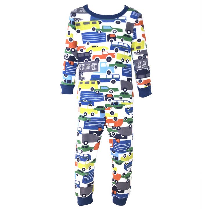 Knotty Kid – wholesale Pyjamasset - Barn – Barn bomull pyjamas färgglada bilar PJs pojkar Jammies Set