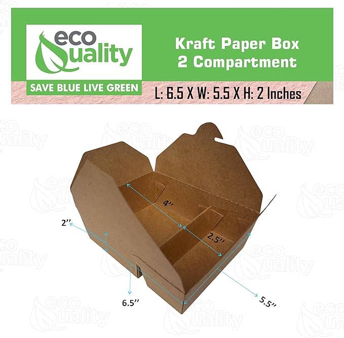EcoQuality - Vente Boîtes de conservation - Boîte repas kraft à 2 compartiments Bio Box3