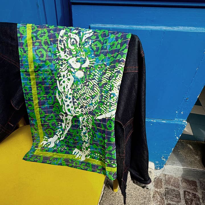 Leopard Scarf - Green Marine for wholesale by Hia Paris