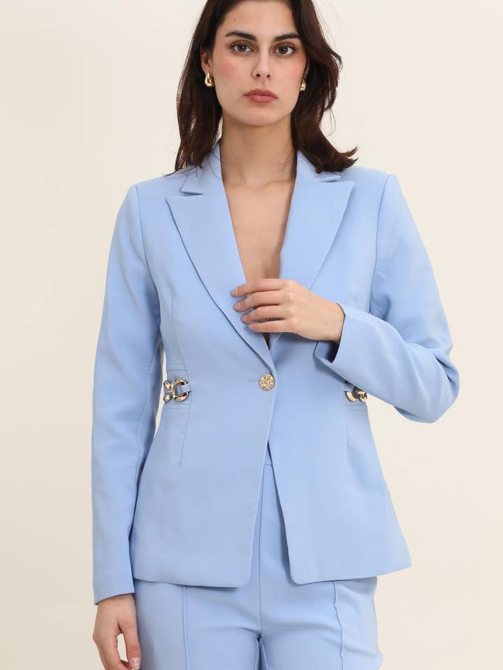 LULUMARY – Großhandel Jacke – Damen – Figurbetonter Blazer V279 mit Golddetails20