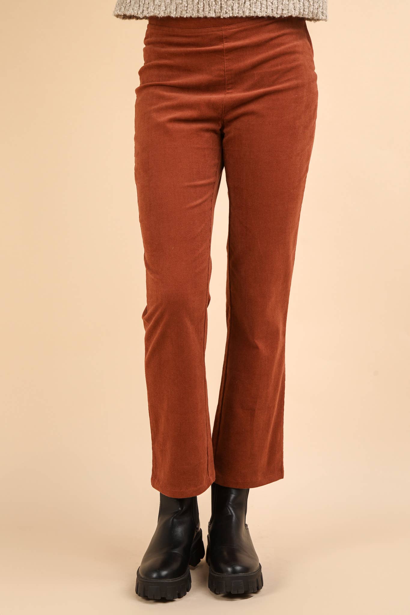 VERY J - Vente Pantalon – femme - NP70562-Pantalon en velours à coupe botte avec poches arrière10