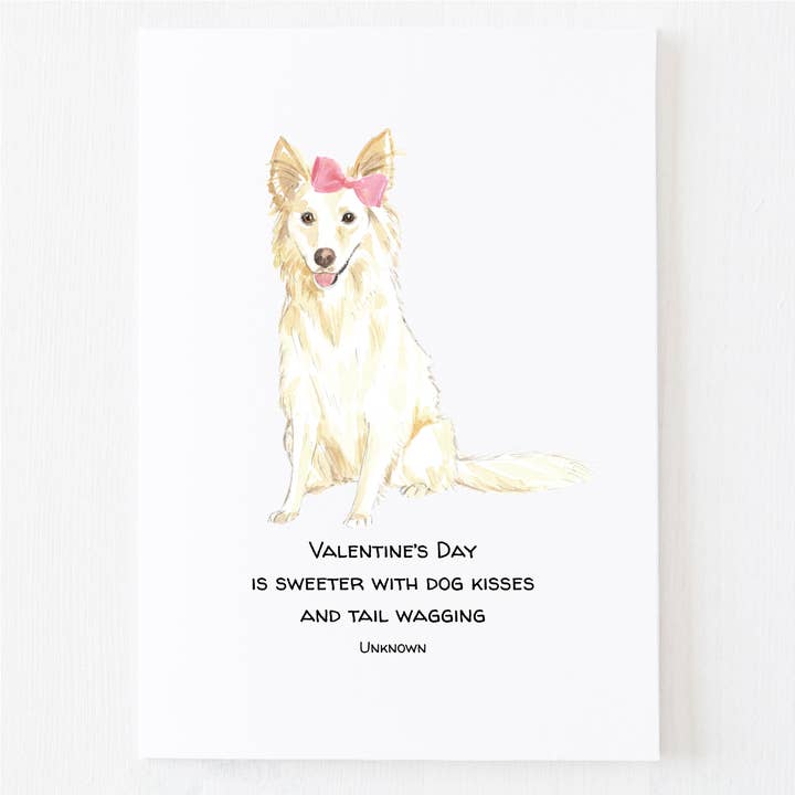Dog Valentine Greeting Card - Sweet Watercolor Card for wholesale by Mac and Mo Studio - Luxury Stationery and Greeting Cards