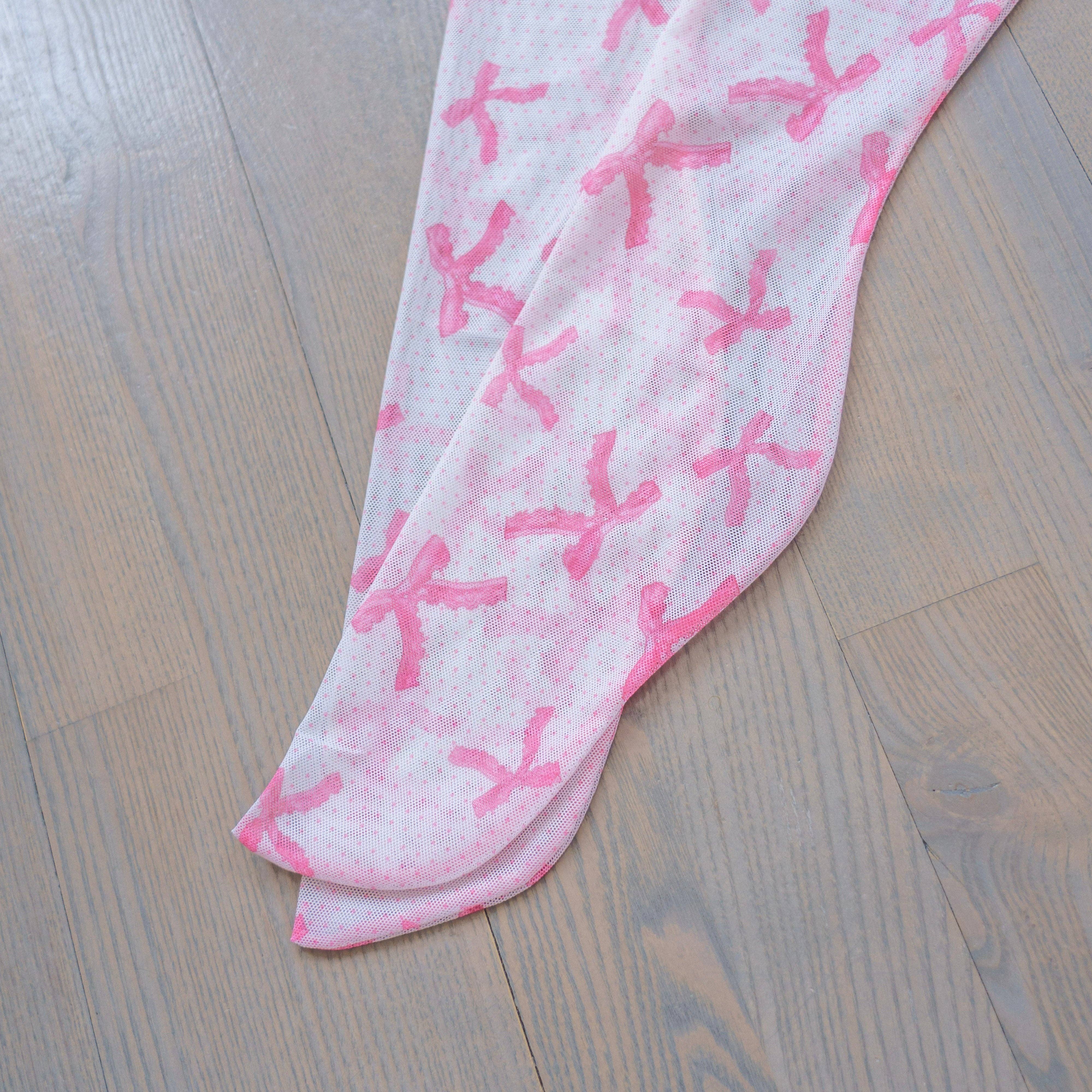 pinkbows Pink Coquette Bows Stay Up Stockings for wholesale on Faire2