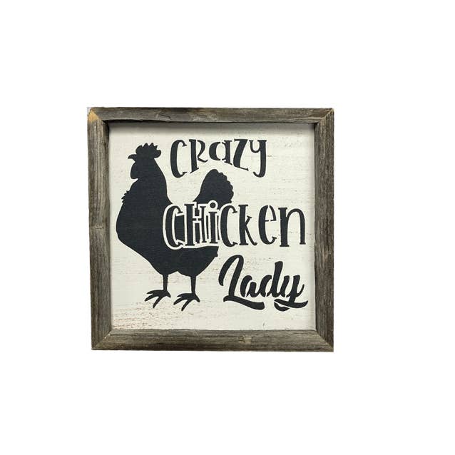 Verrückte Hühnerdame Handgefertigtes Holzschild für den Großhandel von Reclaimed Woodworks Home Decor