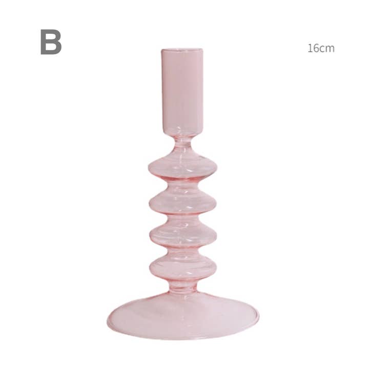 IVORE.GROUP - Wholesale Candle Holder - Pink Wedding Table Centerpieces Glass Candlestick Holder