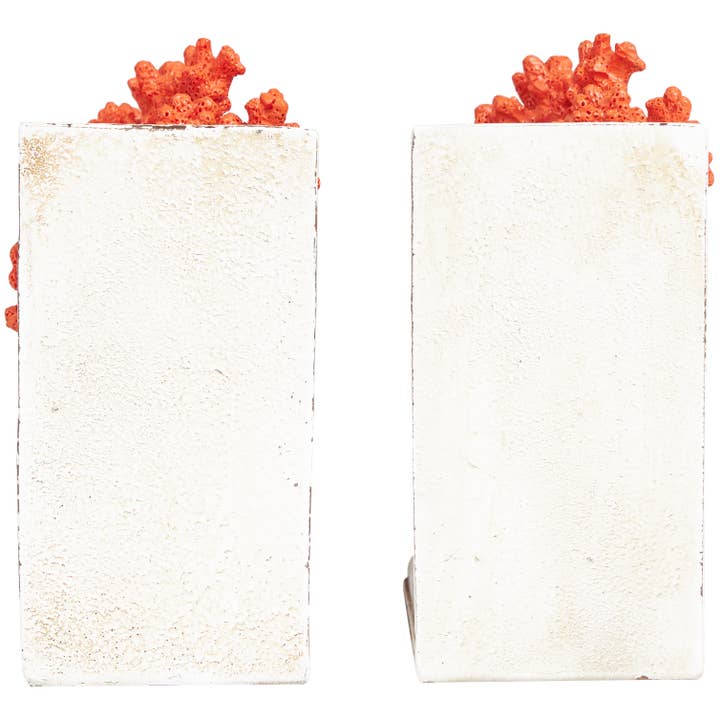 UMA Home Decor - Wholesale Bookend - Coastal Orange Polystone Bookends Set