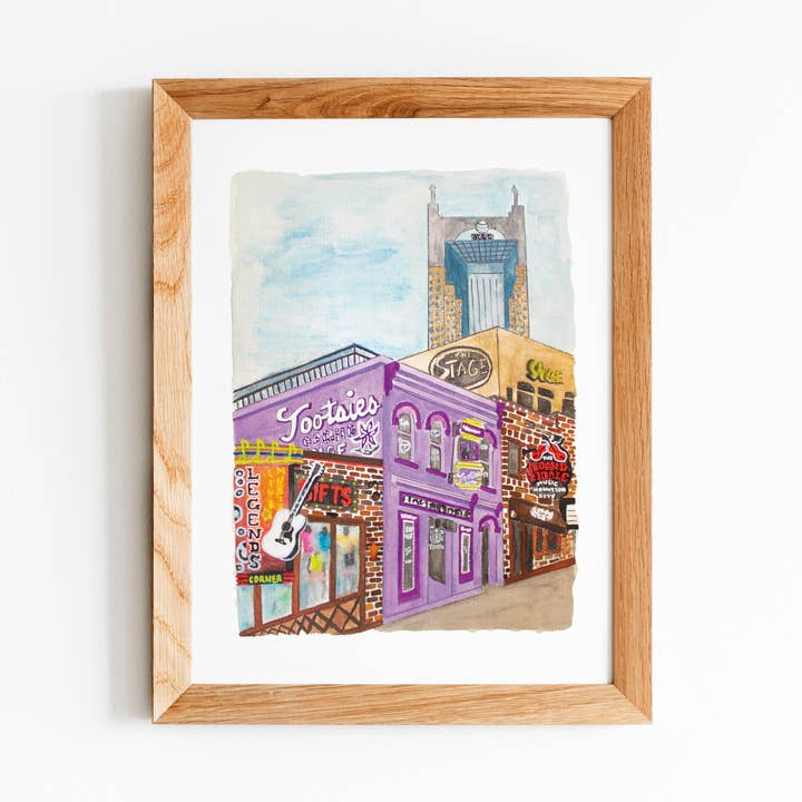 Broadway Nashville Watercolor Print Tootsies for wholesale by Illuminated Designs