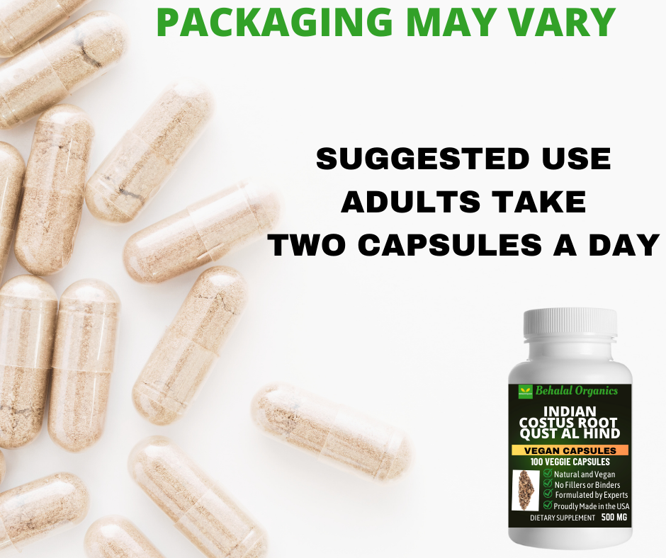 Behalal Organics – Suplemento/vitamina oral por atacado – Qust al Hindi 500 mg (Raiz Indiana de Costus) 100 cápsulas veganas rápidas6