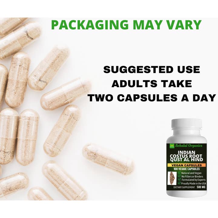 Behalal Organics – Suplemento/vitamina oral por atacado – Qust al Hindi 500 mg (Raiz Indiana de Costus) 100 cápsulas veganas rápidas6