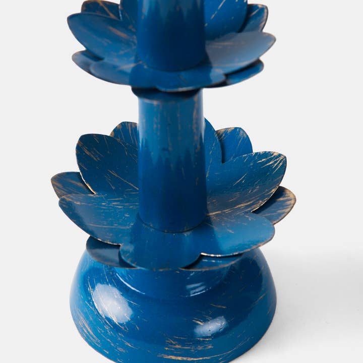 Mela Artisans - Wholesale Candle Holder - Lotus Bloom Metal Taper Large Candleholder