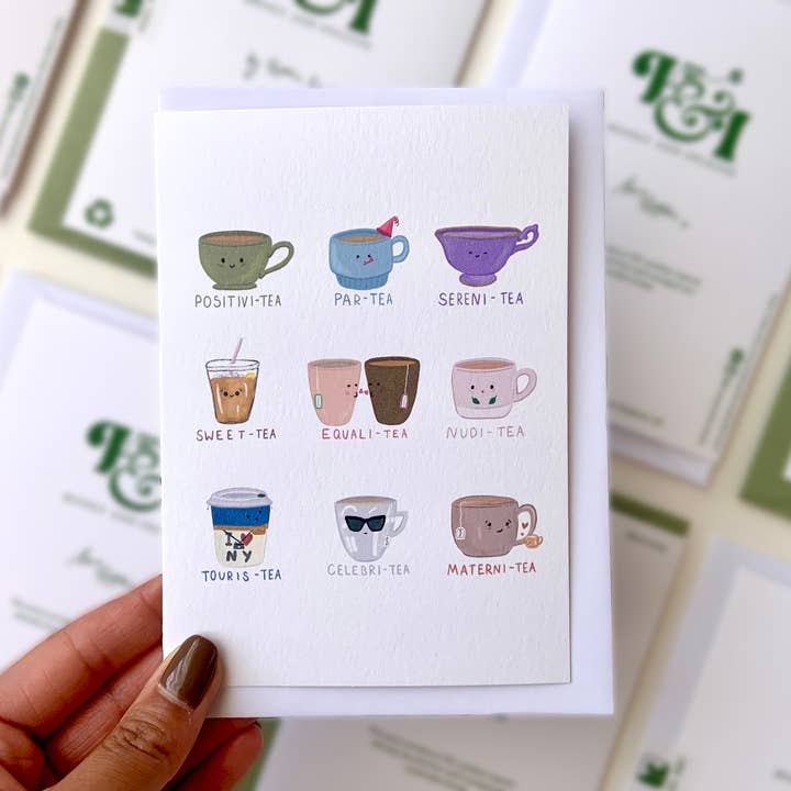 Tipos de Chá - Cartão de Trocadilhos | Café De Troca por atacado de Honey and Incense
