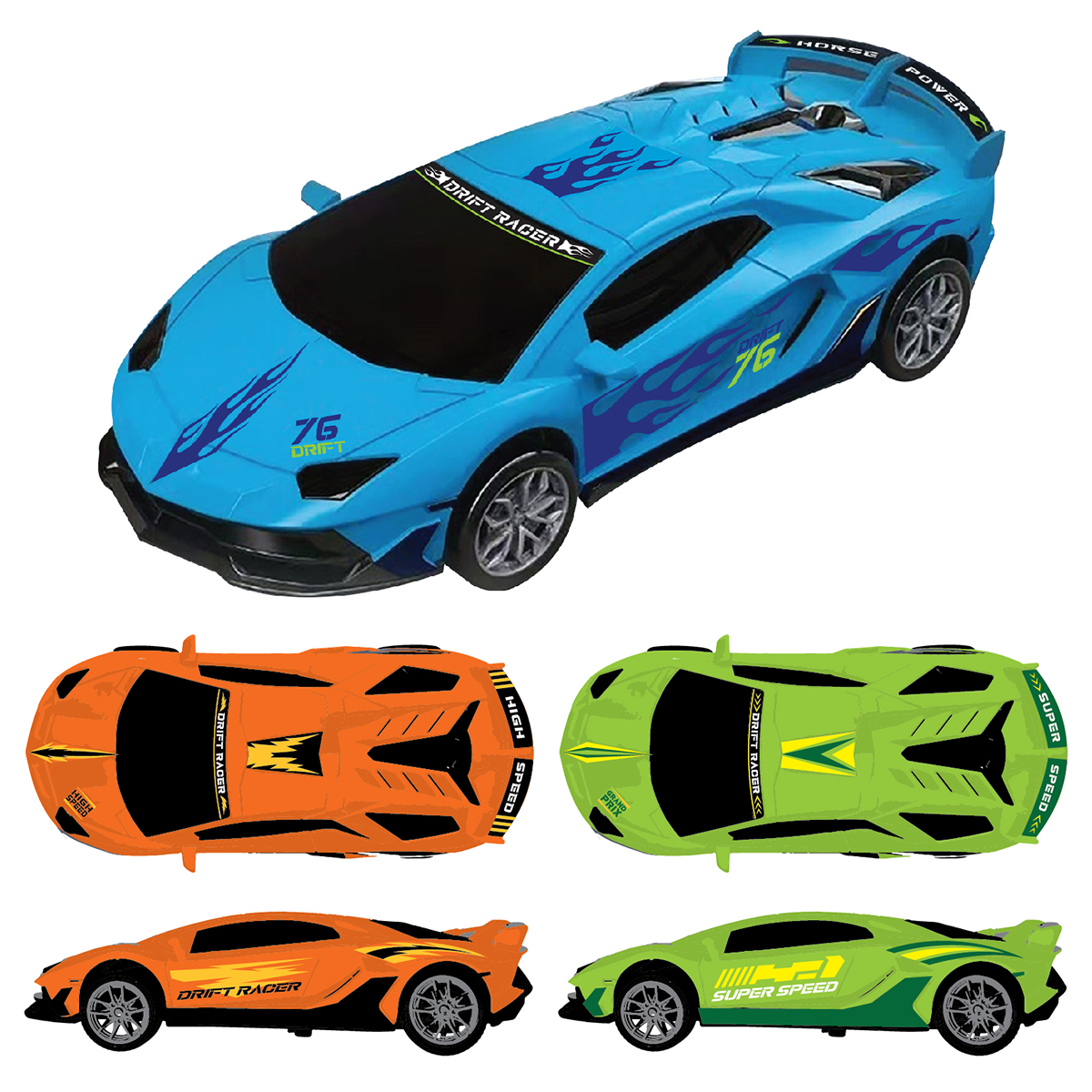 Novelty Brands - Wholesale Toy Car/Truck - Kids - Sideways Drift Racers Friction Car Assortment - 12/Display2