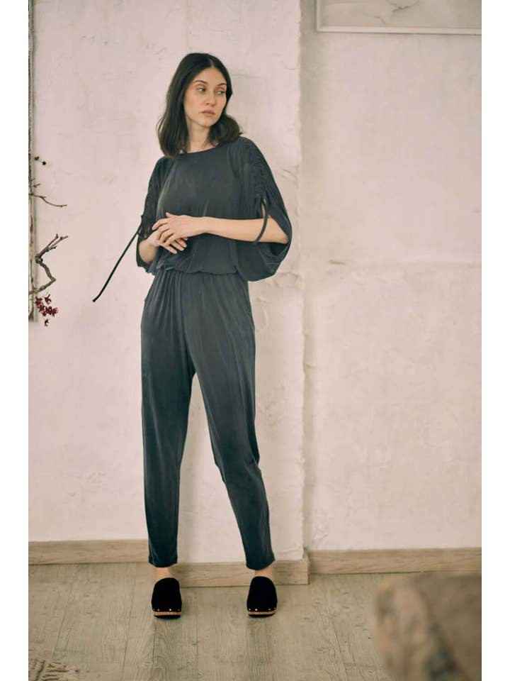 Cossac – Engroshandel Jumpsuit - Dame – Sort Cupro Batwing Jumpsuit