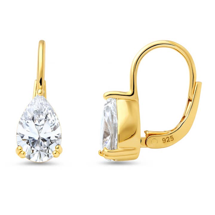 Brincos de Prata Esterlina BERRICLE com Zircónia Cúbica Solitário e Fecho de Alavanca por atacado de BERRICLE