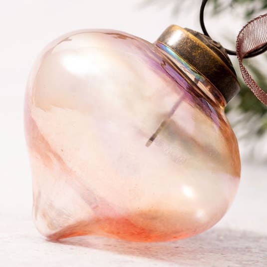 2" Medium Rose Luster Glass Lantern Christmas Ornament for wholesale by Bollywood Christmas