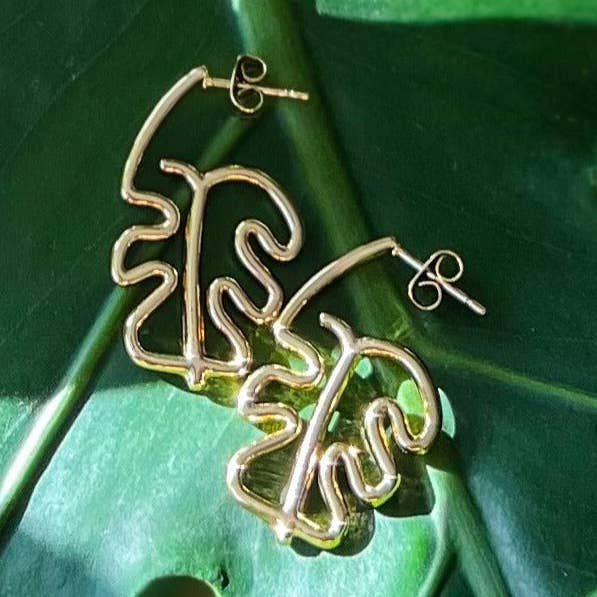 Monstera Earrings for wholesale by Natalie Clare Collections