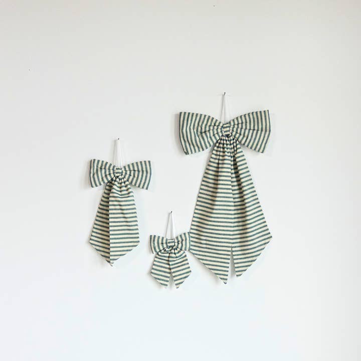 Luxe B Co - Wholesale Bow - Gift Wrapping - Striped Green & Gold Fabric Bows4