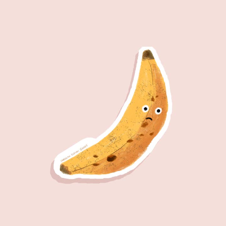 Adesivo sagomato Sad Banana per la vendita all'ingrosso da parte di Carolyn Suzuki
