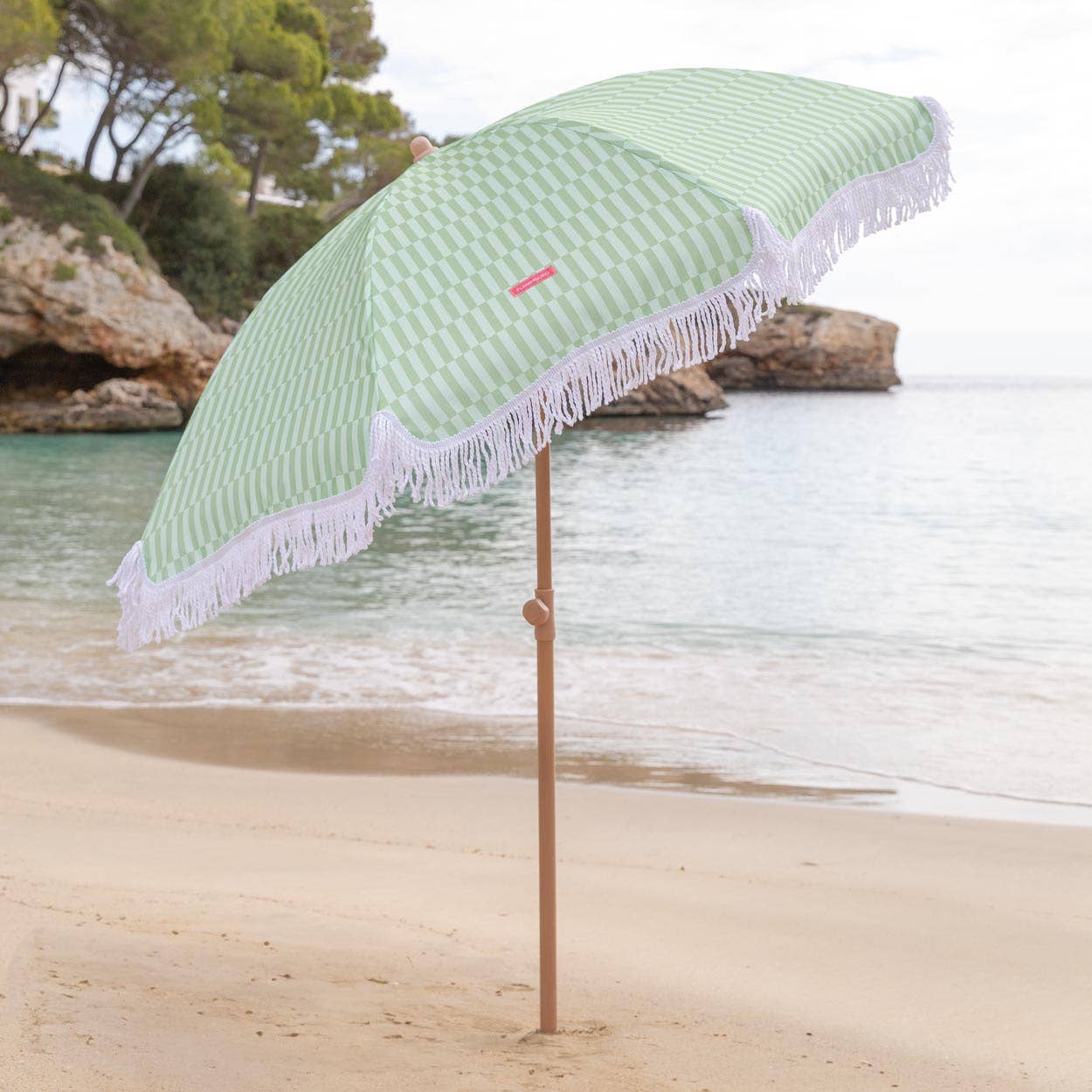 Flamingueo – wholesale Beach Umbrellas – Green-striped umbrella13