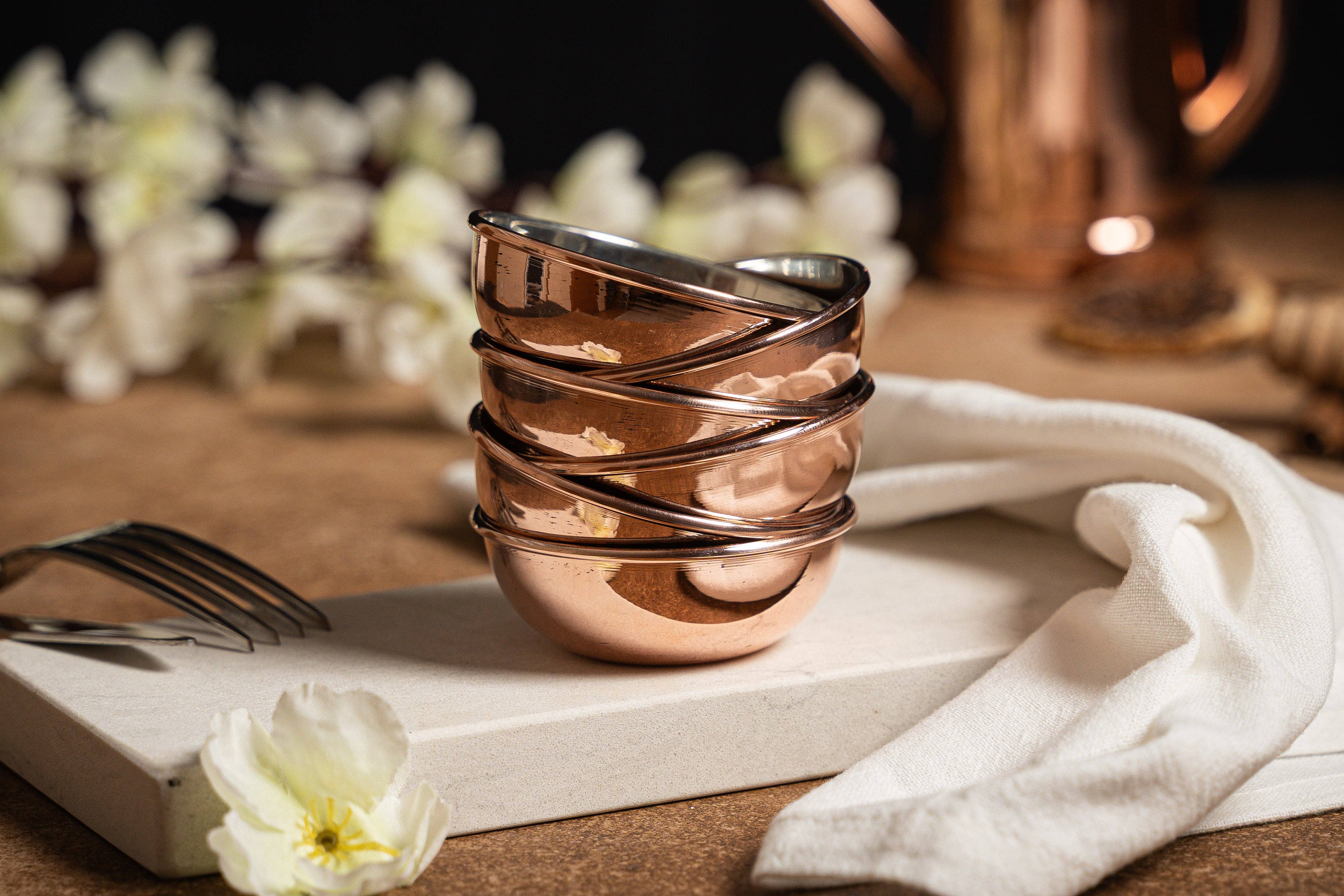 Olive Oil Anatolia - Wholesale Condiment/Dip Bowl - Set Of Six Handcrafted Copper Oil & Sauce Dipping Bowls0