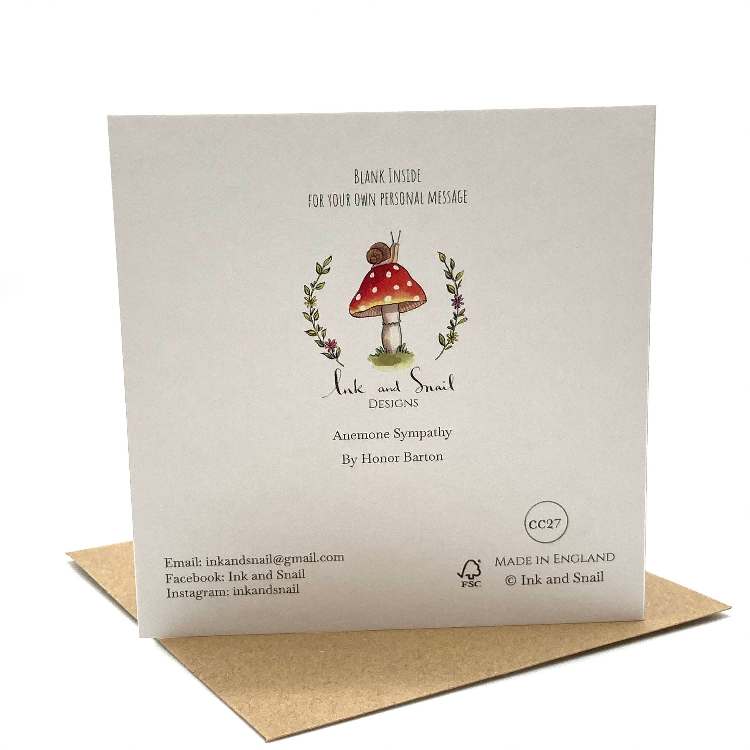 Ink and Snail Limited – wholesale Sympathy card – Sympathy Card - Anemone Flowers1
