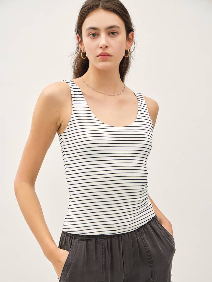 Be Cool - Wholesale Tank Top - Women's - ULTRA SOFT DOUBLE LINED STRIPED TANK