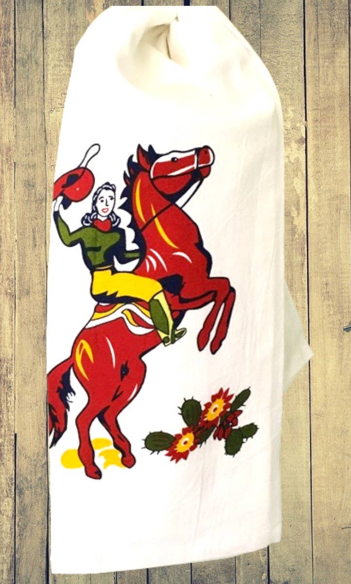Red and White Kitchen Company - Wholesale Tea Towel - Cowgirl Callie Retro Flour Sack Kitchen Towel1