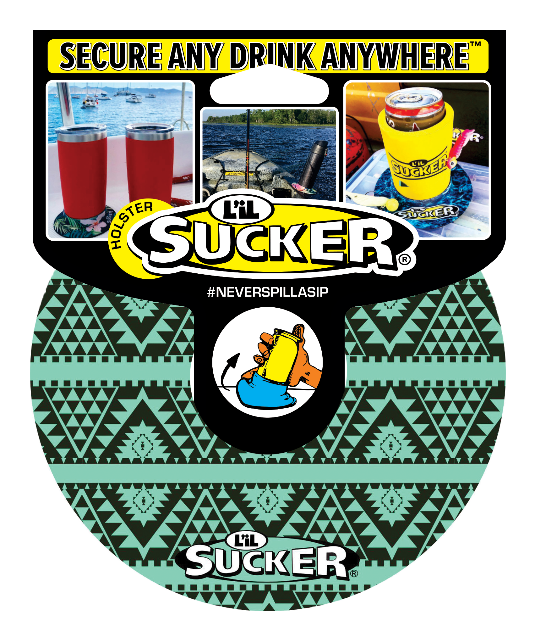 Lil Sucker - Wholesale Drink Huggers & Koozies - Turquoise Aztec Themed L'il Sucker Drink Hugger3