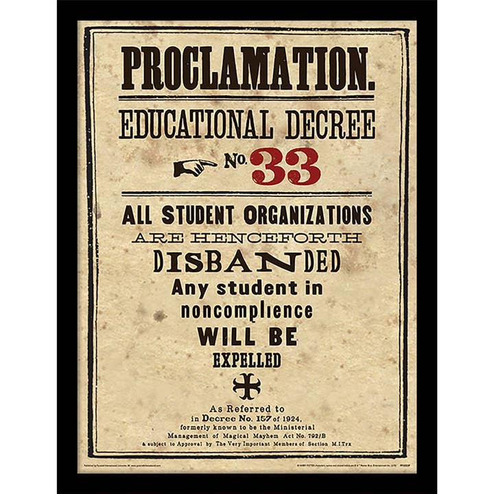 Harry Potter (Educational Decree No. 33) Wall Art Print for wholesale by Pyramid International