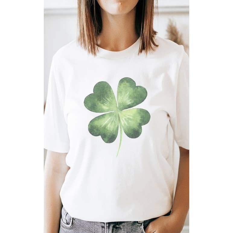 Select Apparel – wholesale T-shirts med screentryck – Dam – Akvarell Shamrock St Patricks Day grafisk T-shirt2
