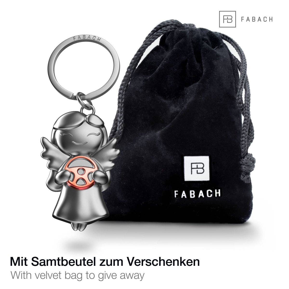 FABACH – Die Schlüsselanhänger-Schmiede – Großhandel Schlüsselanhänger – Unisex – "Star" Schutzengel Schlüsselanhänger - Glücksengel mit Lenkrad - Engel Glücksbringer3