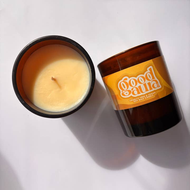 Large Palermo Brown Vegan Glass Candle - 30cl for wholesale by Good Aura Co.