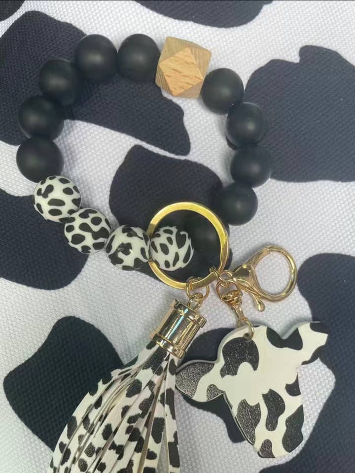 cowprint key chains black cowprint for wholesale by Itsfaithscreations
