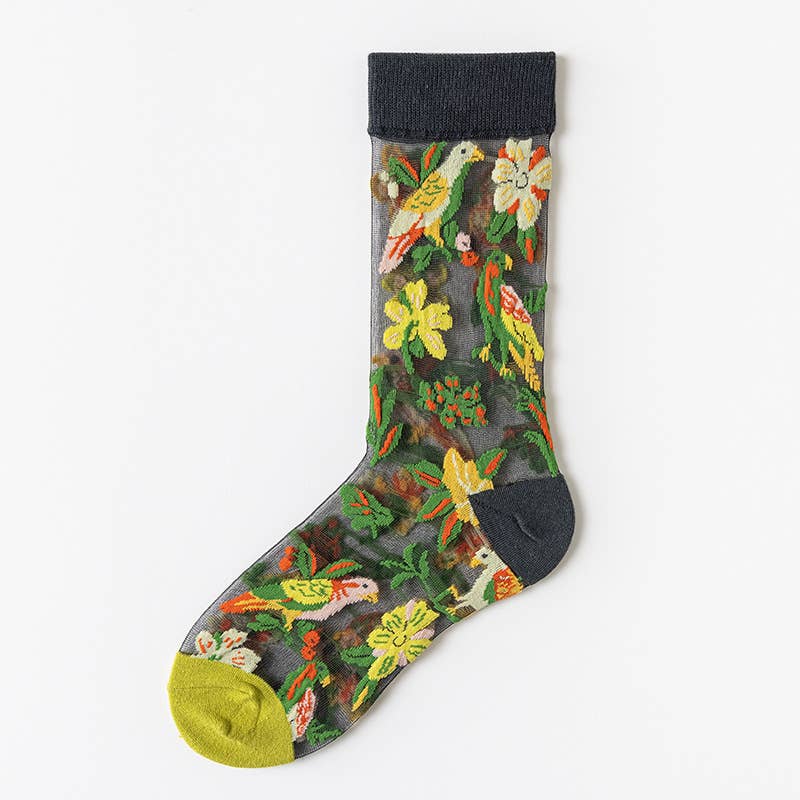 Tourtiwi - Wholesale Socks - Women's - Fruit Flower Animal Pattern Transparent Thin Summer Socks11